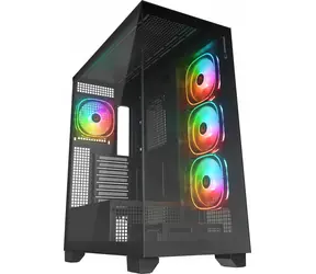 Rampage Hydra V1 černá / Skříň / E-ATX / 1x USB-C, 1x USB-A + hub / 4x ARGB fan / bez zdroje
