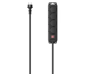 Hama Prodlužovací přívod venkovní IP44 černá / Prodlužovací přívod / 4 zásuvky schuko / 4 m / 3680 W