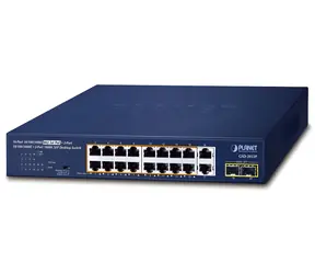 Planet PoE switch 16-port GE 802.3at / Switch / Unmanaged / 2x GE + 2x SFP uplink / 185W / 19" rack