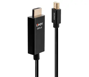 Lindy Mini DisplayPort na HDMI černá / Aktivní adaptér / 1 m / 4K 60Hz / HDR