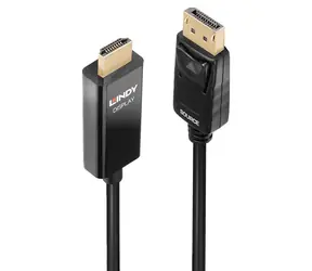 Lindy černá / Adaptér DisplayPort - HDMI / 3 m / 4K 60Hz / HDR / aktivní