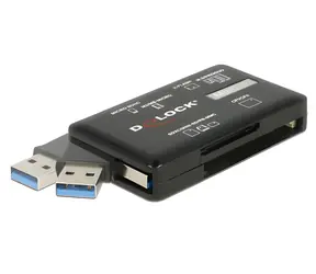 Delock USB 3.2 čtečka paměťových karet 6v1 / Čtečka karet / 5 Gbps / CF, SD, microSD, MS, M2, xD