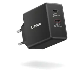 Lenovo Dual USB-C 65W GaN černá / Napájecí adaptér / 2x USB-C / 65 W