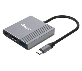 Equip USB-C 3v1 černá / USB-C adaptér / HDMI 4K/60Hz / USB-A 3.2 / PD 100W / kabel 0,25 m