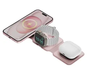 Energea BAZIC GoMag Trio Plus růžová / Bezdrátová nabíječka / 3v1 / MagSafe / iPhone, Apple Watch, AirPods