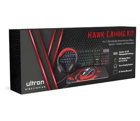 Ultron HAWK Gaming Set černá / Herní set klávesnice, myš, sluchátka a podložka / USB / LED podsvícení / QWERTZ