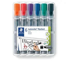 Staedtler Lumocolor / Popisovač na flipchart / sada 6 ks / šíře stopy 2 mm / 6 barev