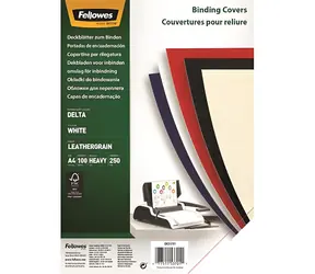 Fellowes Delta A4 bílá / Kartonové desky / 100 ks / imitace kůže / FSC