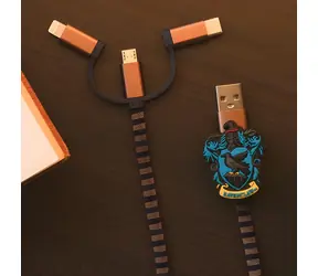 ThumbsUp! Ravenclaw hnědá, fialová / Nabíjecí kabel / 3v1 / USB-A, Micro-USB, Lightning, USB-C / 1 m