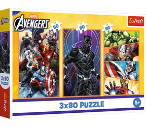 TREFL Puzzle Marvel Avengers: Dny plné akce / 3x80 dílků / věk 5+