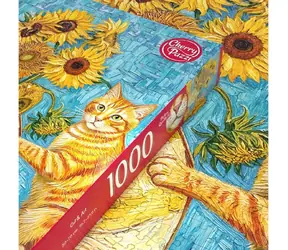 CHERRY PAZZI Puzzle Kočka a umění / 1000 dílků / 50 × 70 cm