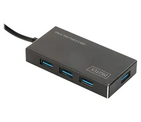 Digitus DA-70240-1 / USB hub / 4 porty / USB 3.0 / hliníkové tělo / napájecí adaptér 5V/2A