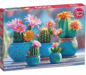 CHERRY PAZZI Puzzle Kvetoucí kaktusový ohňostroj / 1000 dílků / 50 x 70 cm