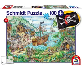 SCHMIDT Puzzle V pirátské zátoce / 100 dílků / dárek pirátská vlajka / od 6 let
