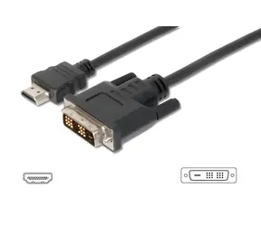 Digitus HDMI - DVI černý / Kabel / 2x stíněný / 2 m