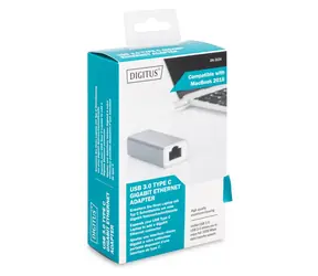 Digitus DN-3024 bílá / Síťový adaptér / USB-C 3.2 Gen 1 / RJ45 Gigabit Ethernet / 10/100/1000 Mbps