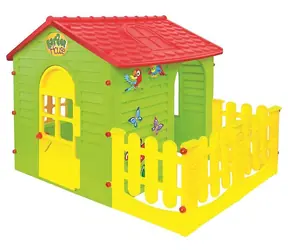 MOCHTOYS Dětský zahradní domeček zelený / s terasou / 127 × 120,5 × 120 cm