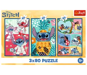 TREFL Puzzle Lilo & Stitch: Svět Stitche / 3x80 dílků / 18 x 27,5 cm / od 5 let