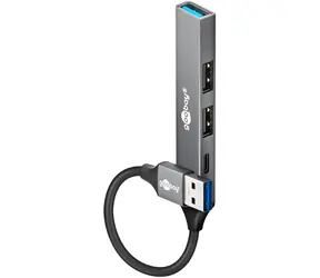 Goobay 74458 světle šedá / USB hub / 4 porty / USB-C a USB-A / 5 Gb/s