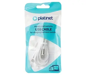 Platinet USB-C - USB-C bílý / Nabíjecí kabel / LED / 60W / 3A / 1m