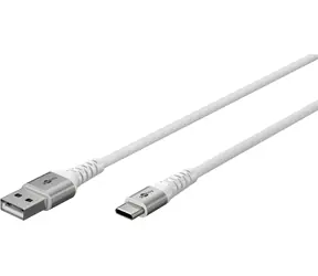 Goobay USB-C - USB-A bílá / Datový kabel / Textilní opletení / Kovové konektory / 1 m