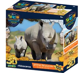 PRIME 3D Puzzle Ohrožené druhy: Nosorožec / 3D efekt / 100 dílků