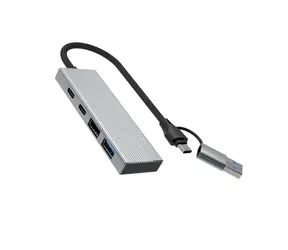FIXED HUB Port vesmírně šedá / USB-C hub / 4v1 / hliníkový / USB-A adaptér