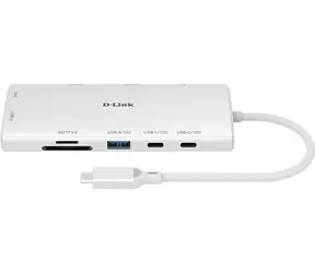 D-Link DUP-A01 šedá / USB-C hub / 10v1 / 2x HDMI 4K / 60 Hz / 2x USB-C / 2x USB-A / RJ-45 / PD 100W / SD/microSD