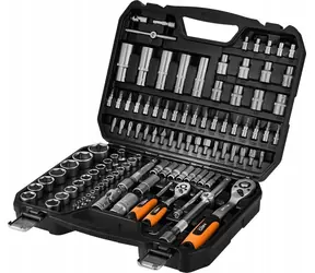NEO TOOLS 10-211 / Sada nářadí a nástrčných hlavic / 110 ks / ráčny 1/4" a 1/2" / CrV ocel