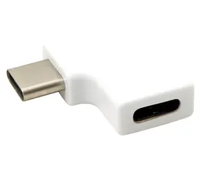 OEM USB-C (M) - USB-C (F) lomená 90° bílá / Redukce / USB 2.0