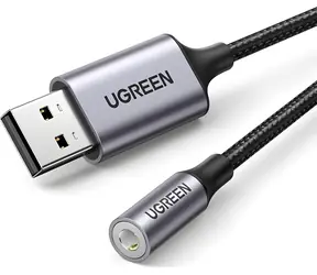 Ugreen 30757 Kabel USB-A - Jack 3,5 mm černo-stříbrná / Audio kabel