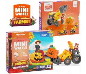 MARIOINEX Stavebnice Mini Waffle Farmer Bagr / 50 dílků