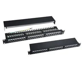 XtendLan patch panel stíněný Cat5e dual / Patch panel / 19" / 24 portů / vyvazovák / pozlacené kontakty
