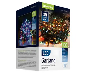Colorway LED řetěz vnitřní / 100 LED / 10 m / 8 funkcí / vícebarevná / USB napájení