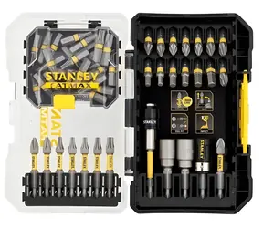 Stanley STA88559-XJ / Sada rázových bitů a nástavců / 1/4" / 2 magnetické držáky / 55 ks