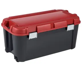 Keter Totem Storage Box 80l černá/červená / Box na nářadí / uzamykatelný / 2 kolečka / 79,5x39,5x37,1 cm