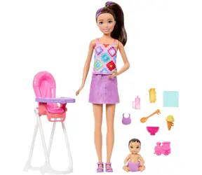 MATTEL Panenka Barbie Skipper: Klub opatrovnic JJB44 / S miminkem a krmícím křesílkem / od 3 let