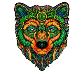 PUZZLER Dřevěné puzzle Moudrý medvěd / Barevné