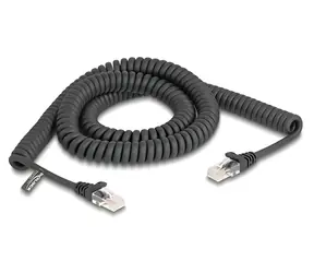 DeLock / Spirálový kabel RJ45 / Cat.5e / 3 m / černá