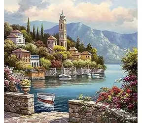 Diamantové malování - Italské pobřeží / 30x40 cm