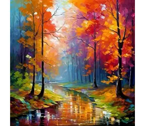 Diamantové malování - Klid v lese / 30x40 cm