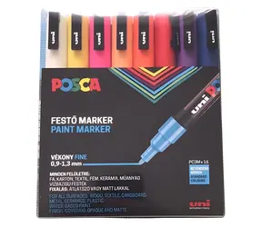 POSCA PC-3M / Akrylový popisovač / sada 16 barev / hrot 0,9-1,3 mm