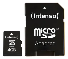 Intenso microSDHC 4GB / Paměťová karta / Class 10 / vč. SD adaptéru / čtení 25 MB/s