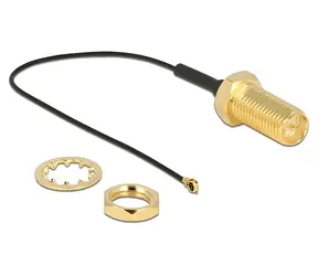 Delock šedá/zlatá / Anténní kabel RP-SMA - MHF4 / 10 cm