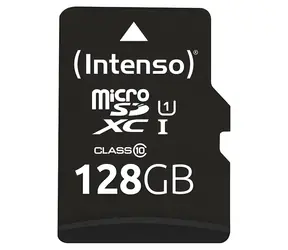 Intenso 128GB microSDXC + SD adaptér / Paměťová karta / Class 10 / UHS-I / U1 / čtení: až 90MBs