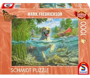SCHMIDT Puzzle Psí láska: Žlutý labrador na rybářské výpravě / 1000 dílků / od 12 let