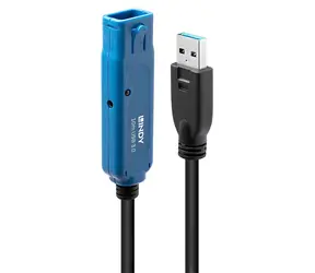 Lindy 43157 černá / Aktivní prodlužovací kabel USB 3.0 / USB-A samec-samice / 10 m / 5 Gbit/s