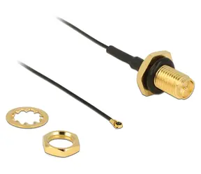 Delock Anténní kabel RP-SMA (F) - MHF IV (M) černá / 20 cm / 0,81 mm