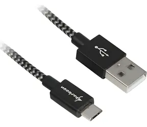 Sharkoon USB-A na USB-B černá/šedá / USB kabel / USB 2.0 / Opletený, hliníkový / 2 m