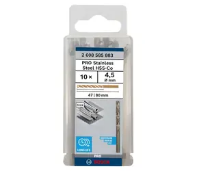 BOSCH Spirálový vrták do kovu HSS-Co 2608585883 / 4,5 x 47/80 mm / DIN 338 / 10 ks